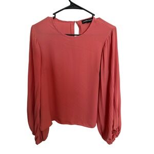 Catherine‎ Malandrino Womens Medium Long Sleeve Pink Ruched Blouse